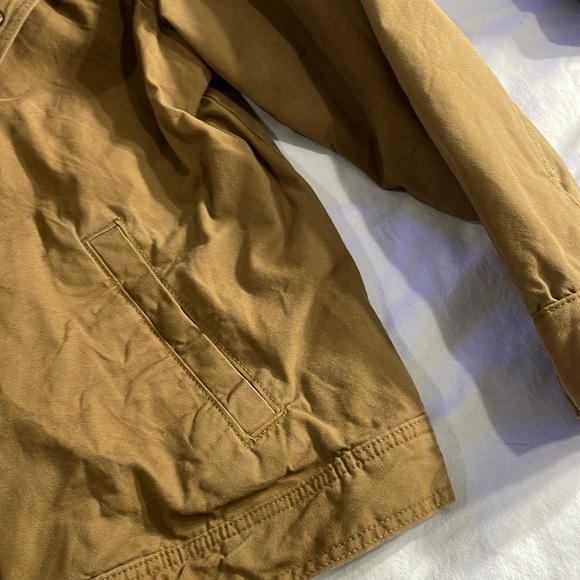 American Eagle Men’s Workwear Khaki Hooded Jacket Fleece Lines Size Large - Picture 5 of 7